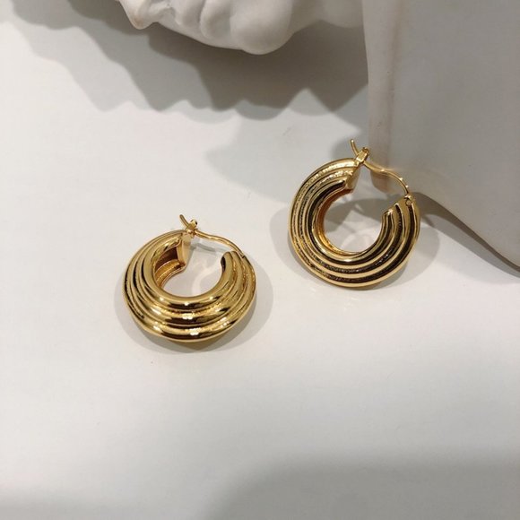 *NEW 925 Sterling Silver Textured Hoop Earrings C - Picture 4 of 7